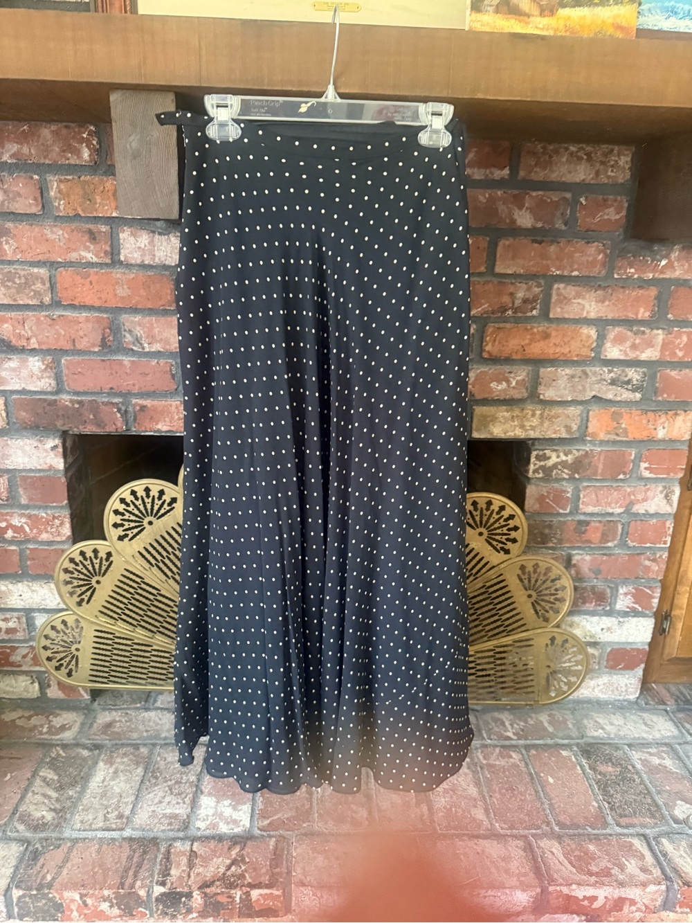Vintage Jones New York 100% Pure Silk Polka Dot A-Line Maxi Skirt Size 4